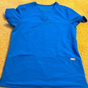 Figs. Royal blue. Scrub top. Size small